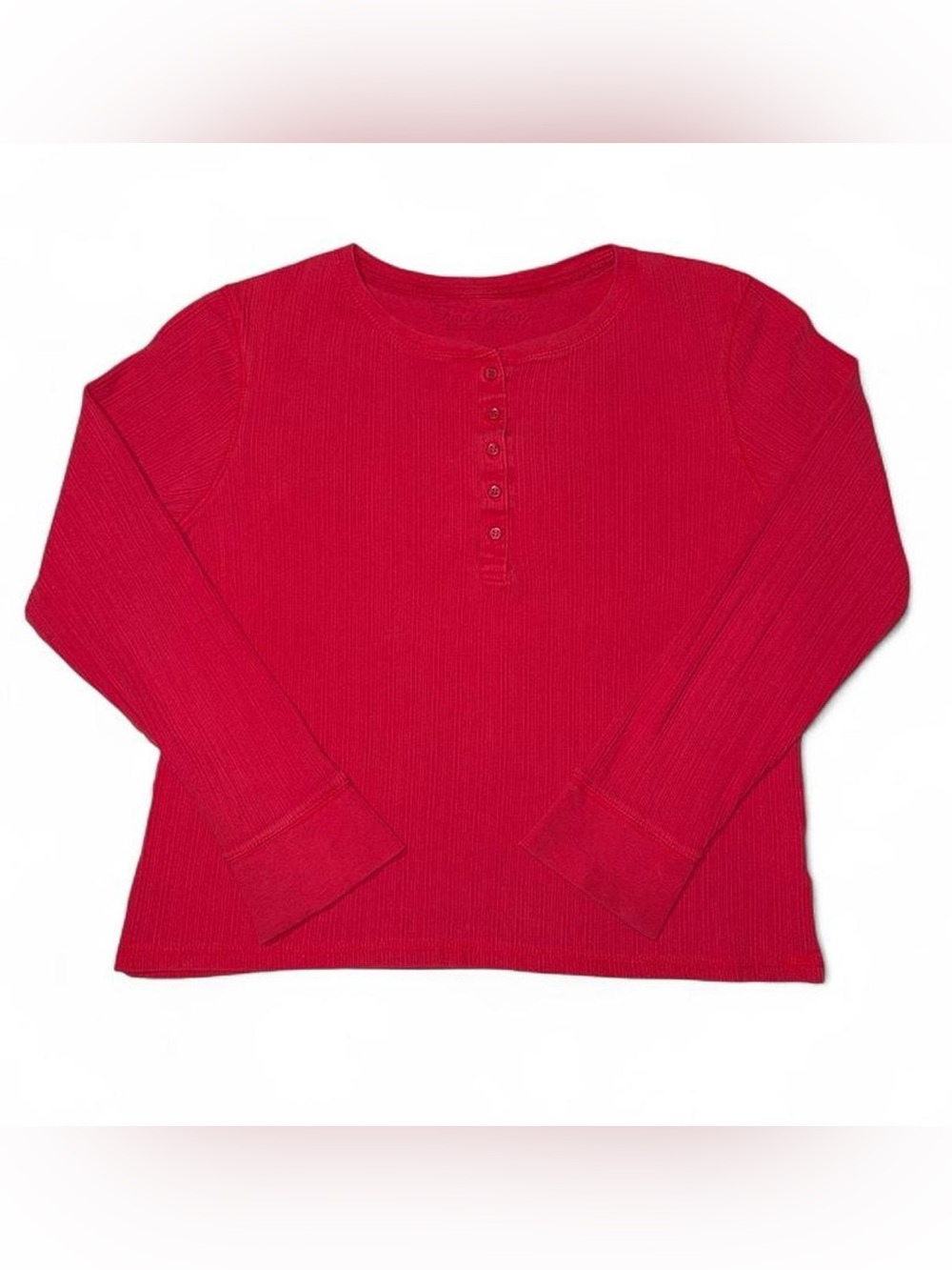 Faded Glory Women's Long Sleeve Ribbed Henley Shirt